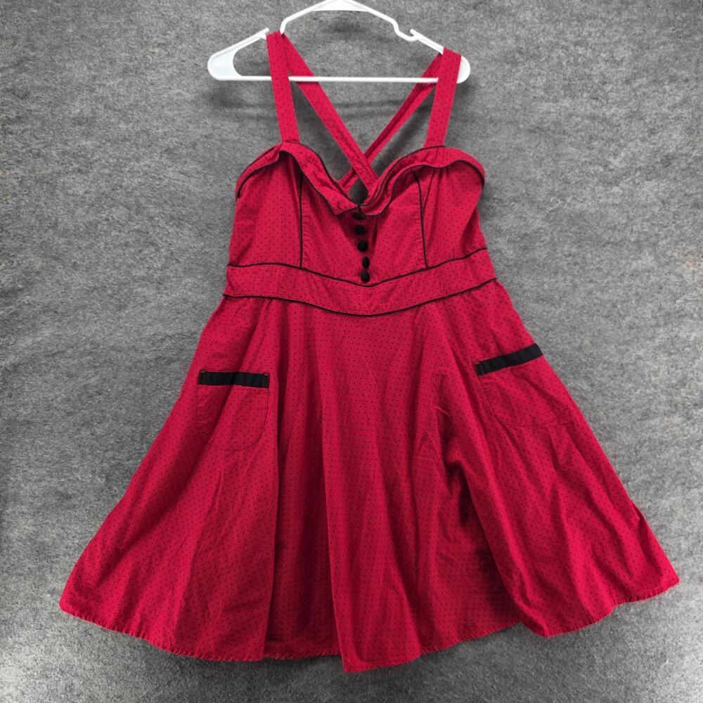 Hell Bunny Dress Womens 3XL Red Polka Dot Fit & Flare Sweetheart Strappy